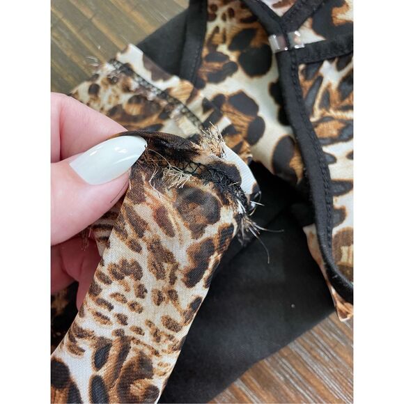 Leopard Print Back High Low Tank Top Women 1X Black Brown Sleeveless Blouse‎ - Picture 8 of 9